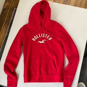 Red Hollister hoody size medium but fits more like a small